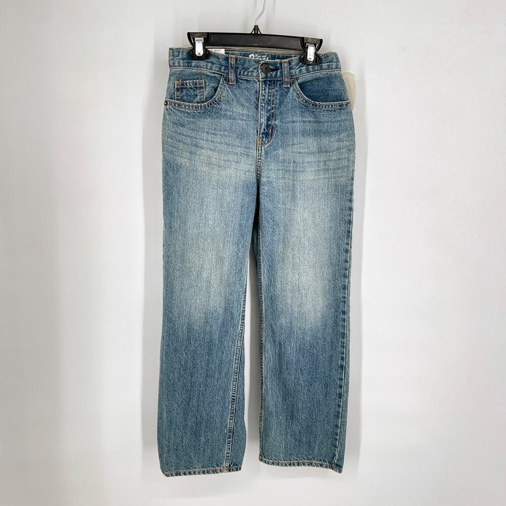 OshKosh NEW Classic E-Z Adjust Waist Straight Leg Denim Blue Jeans Kids Sz 12R